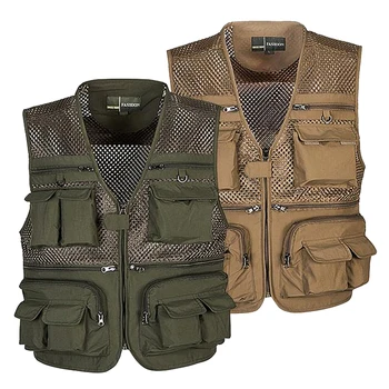 

Quick-dry Mesh Vest Multi Pocket GREEN Outdoor Fishing Photography Hunting Mesh Vest Coat Hunting Waistcoat X-4XL