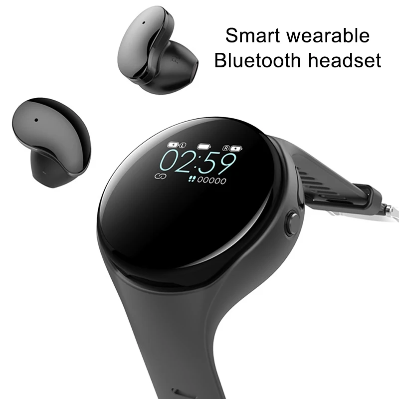 2 in 1 Wrist Bluetooth Earphones TWS Wireless Headset Music Earphone Color Screen Sports Watch Pedometer For Ios Android Fashion