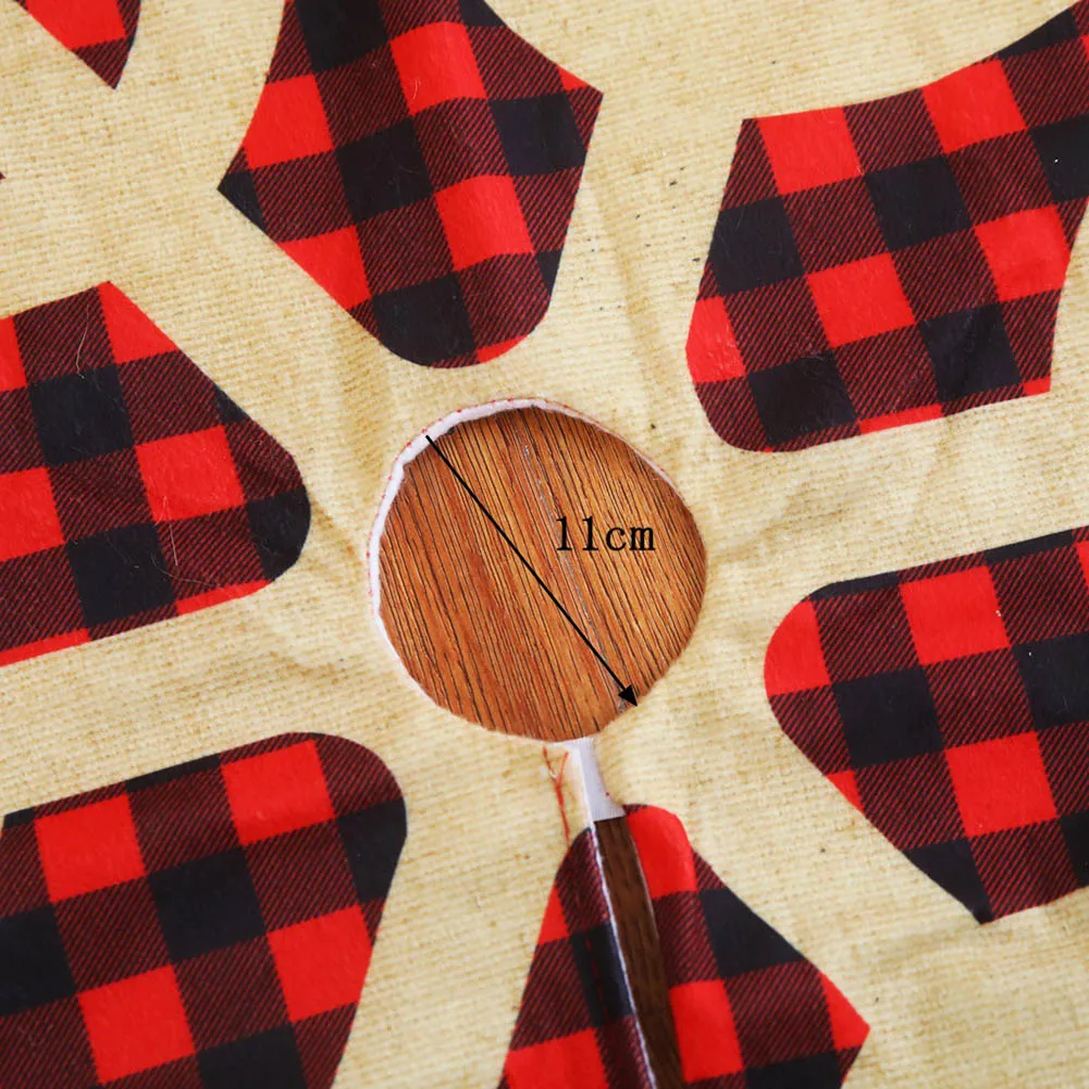 Christmas Tree Skirt Round Plaid Print Snowflake Xmas Tree Skirts Carpet Cover Floor Christmas Supplies for Home New Year Decor