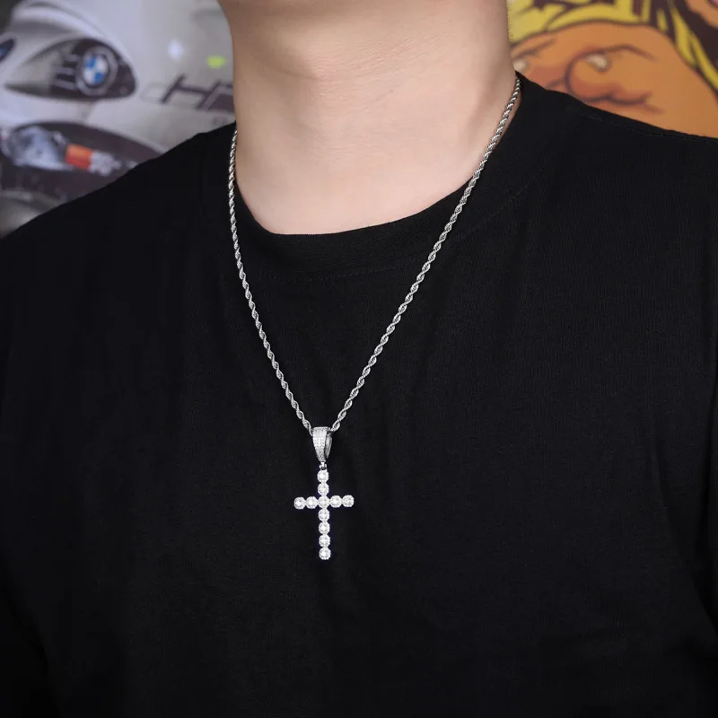 Хип хоп микро проложить кубический зякония Bling льдом крест подвески ожерелье Золотое серебро AAA ожерелья из кубического диоксида циркония мужские и женские модные ювелирные изделия