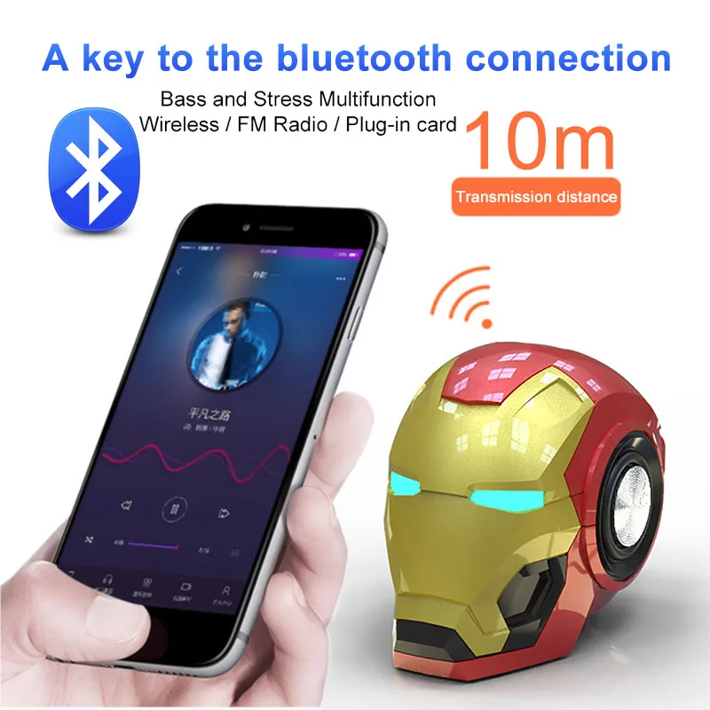 Динамики Bluetooth RS Iron Marvel Man портативные беспроводные мини Hifi 360 стерео сабвуфер