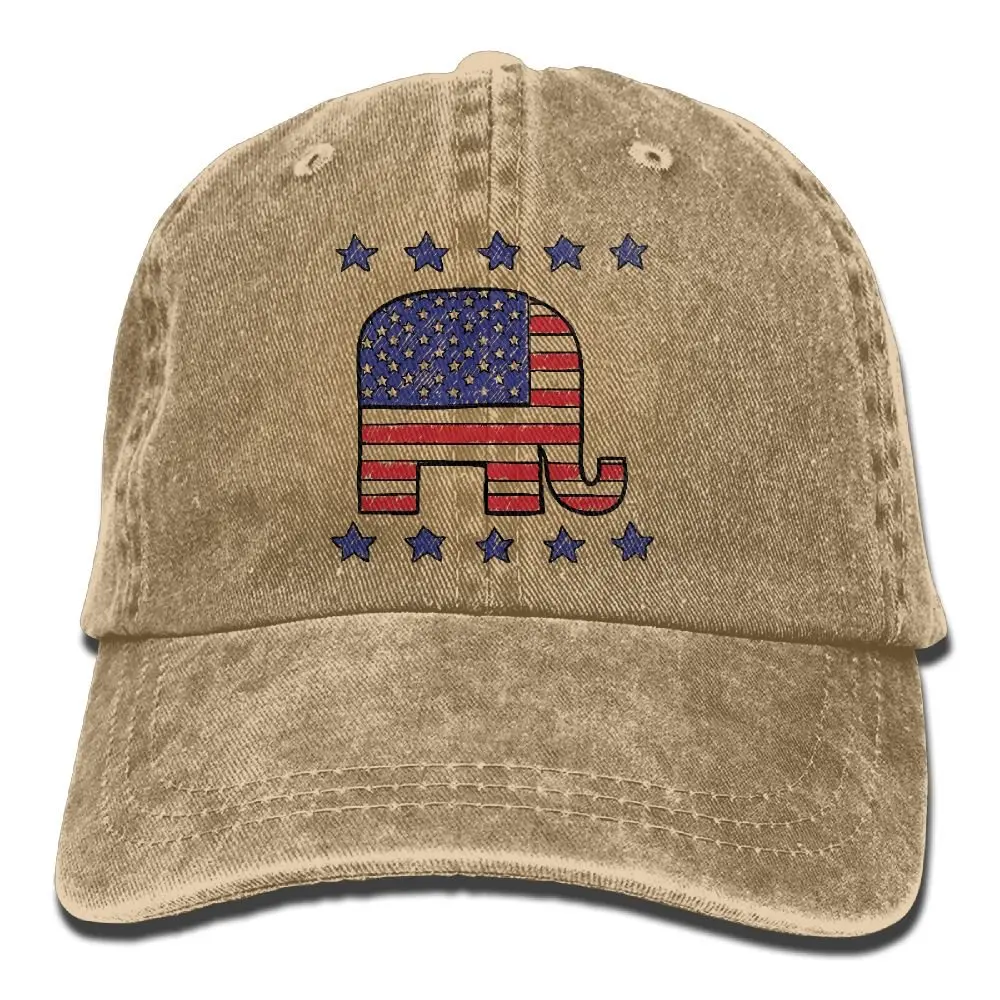 A Republican Unisex Baseball Cap Cotton Denim Adjustable Sun Hat for Men Women |