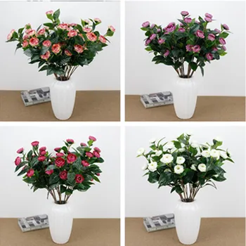 

Fake Snowflake Camellia (5 heads/piece) 23.62" Simulation Tea Rose Real Touch Leaf for Wedding Home Decorative Artificial Flower