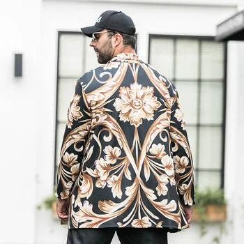 

Thin section large size cardigan men plus fat increase loose casual windbreaker fat leisure sports coat flowers