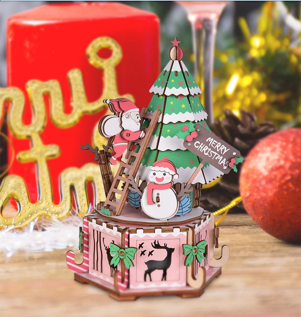 Миниатюрный Кукольный дом деревянная музыкальная шкатулка Рождественский DIY кукольный домик с мебелью игрушки для детей подарок на день рождения Домашний Декор ремесла