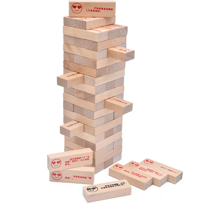 

Bricks Pro with Numbers Stack-up Jenga 54 Grain Adult Truth Or Dare Board Game Bar Static It Game