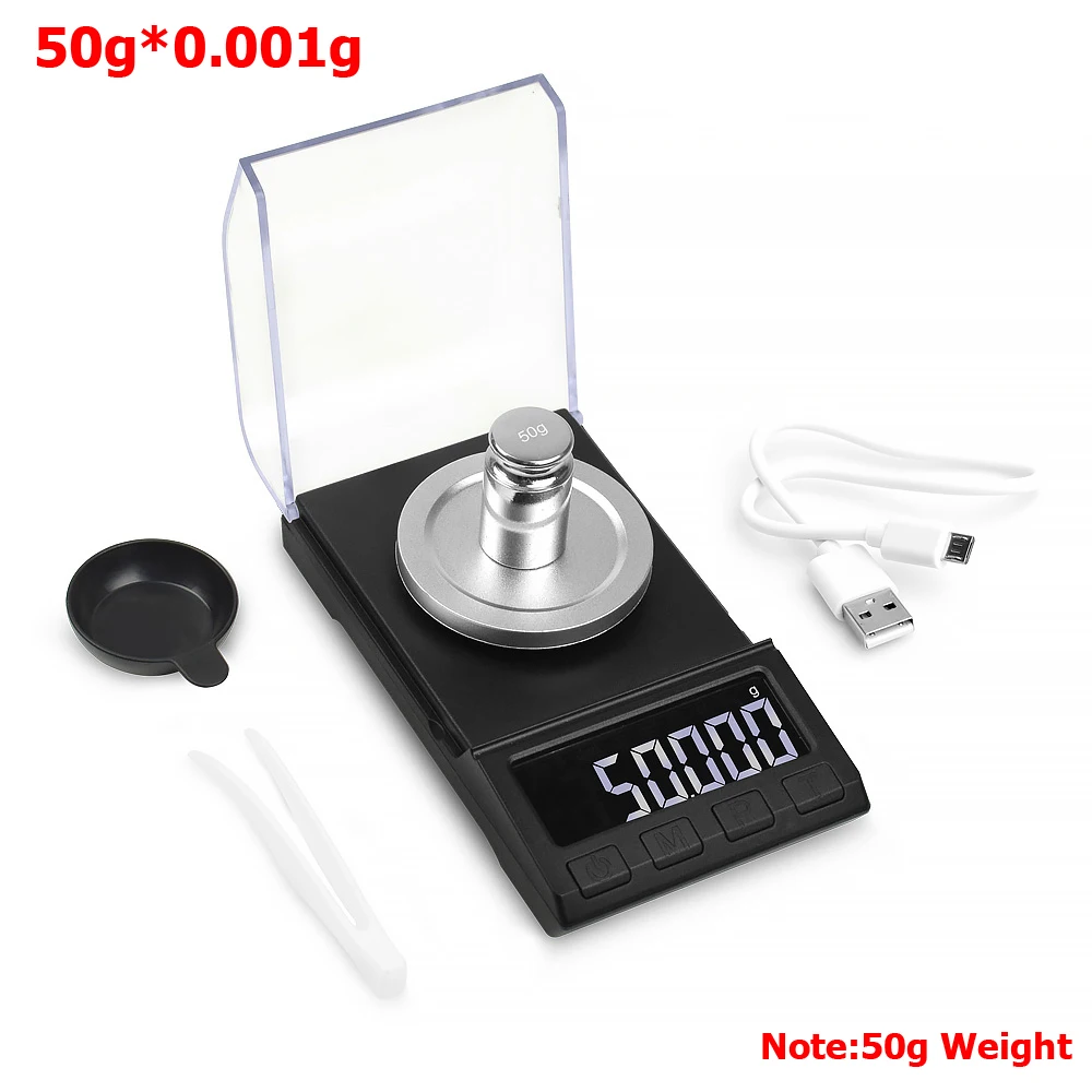 8068-50G Scales NEWACALOX 0,001 г точные цифровые ювелирные весы 50 г/100 г Электронные весы с питанием от USB ЖК-дисплей мини лабораторные весы 0,001 г - Цвет: 8068-50G Scales