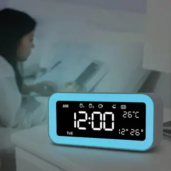 

LED Digital Temperature Display Snooze Desktop USB Sunset Mode Table Alarm Clock Table Desk Watch Home Decorate Study room decor
