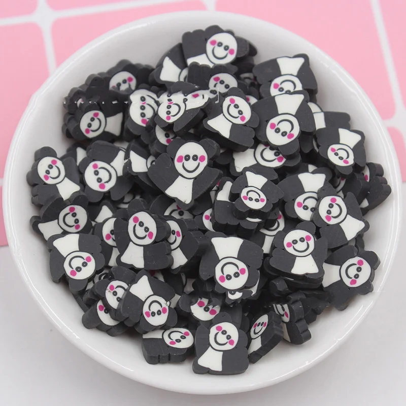 black 50 г/лот, утиный медведь, полимерная Горячая глина, посыпки для поделок, Мультяшные животные, кусочки, маленькие милые пластиковые, Klei, частицы грязи, украшение, 1 см - Цвет: black