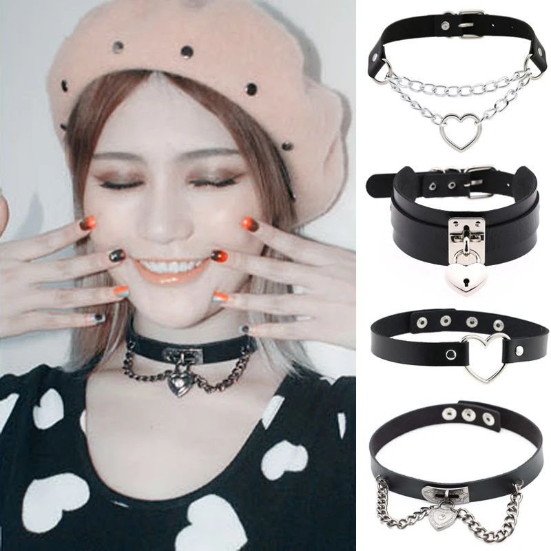 Collar gótico Rock para mujer, de cuero PU, Bondage, Collar gótico para Cosplay, joyería, regalo de declaración X632C|Collares tipo gargantilla| - AliExpress