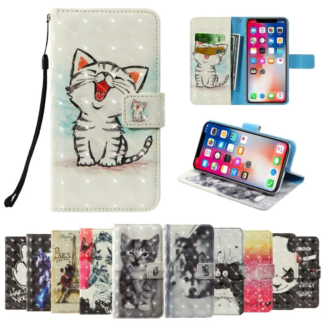 

3D flip wallet Leather case For Cubot J5 R15 X19 A5 J3 Pro Nova P20 Power R11 H3 Magic Note Plus Cricket Vision Wave Phone Cases