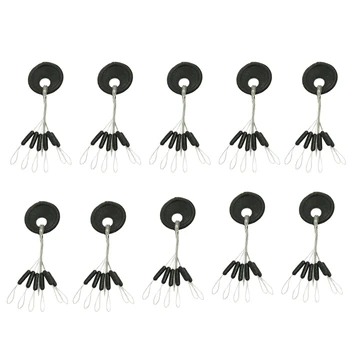 

600 Pcs/100 Groups Fishing Bobber Stopper 6 In 1 Black Rubber Cylindrical Float Space Bead Connector Fishing Gear