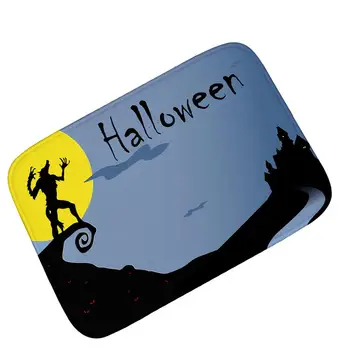 

Halloween Decor Bathroom Carpet Doorway Floor Mat Crystal Velvet Non-slip Kitchen Rug Balcony Skull Carpets for Home Textile