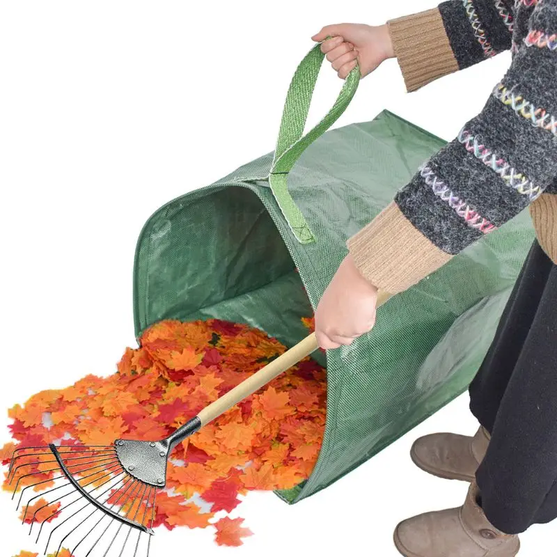 Портативные садовые мешки для сбора листьев газона высокой емкости листьев мешок отходов C63B