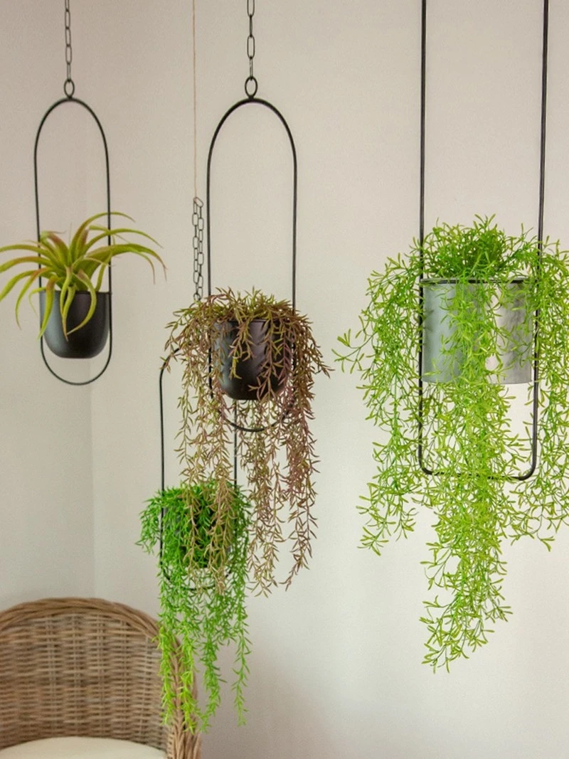 Macetas colgantes de hierro plantas hidropónicas, adornos colgantes flores, decoración de jardín de estilo europeo para balcón|Jarrones| - AliExpress