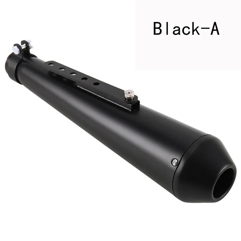 black-A Универсальный глушитель из нержавеющей стали выхлопная труба мотоцикл винтажный модифицированный глушитель гонщик черный серебристый - Цвет: black-A