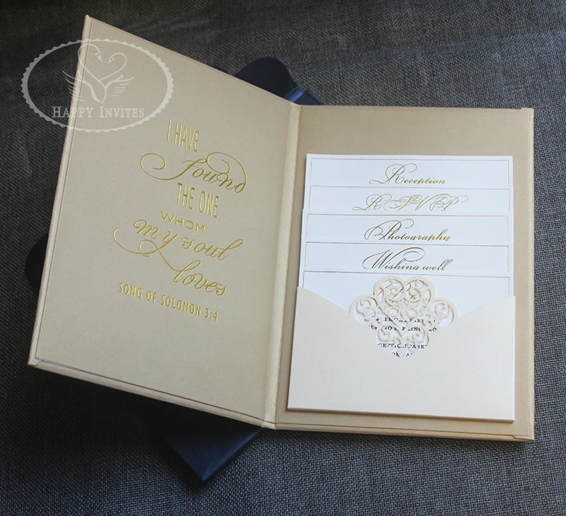 HI3038 - 16 Custom Hardcover Wedding Card With Nice Laser Cut Design Made in China More Colors Optional