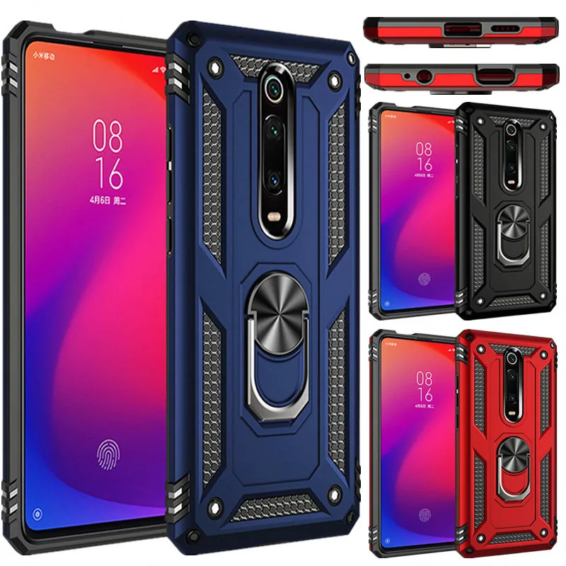 

Luxury Armor Soft Shockproof Case On The For Xiaomi Redmi Note 7 K20 Pro Silicone Car Holder Ring Case For Redmi 7 K20 Pro Case