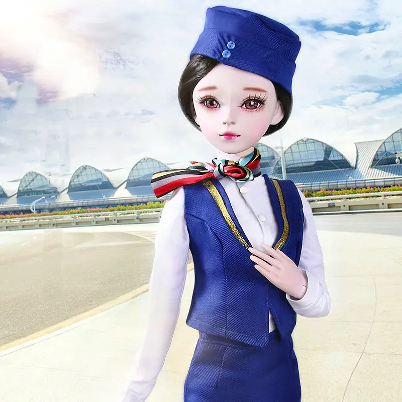 Ручная работа BJD Кукла одежда стюардесса Airhostess медсестры униформа Одежда для 55-60 см Bjd 1/3 девушки куклы игрушки куклы аксессуары