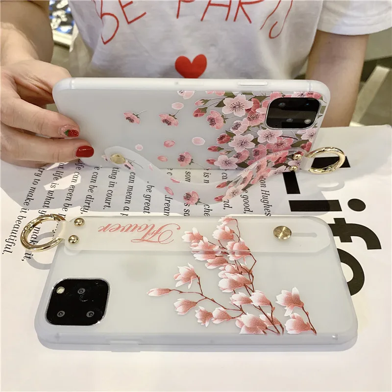 Чехол для iPhone 11 Pro Max мягкий ТПУ держатель телефона чехол 8 Plus 6 6s 7 X XR Xsmax с цветочным