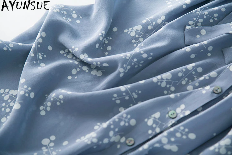 AYUNSUE Woman Dress Summer 2020 Floral 100% Silk