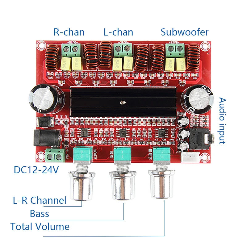 

TPA3116 Audio Amplifier Board Module 2*80W+100W 2.1Channel Digital Amplifiers TPA3116D2 DC12-24V Subwoofer Speaker Amplificador
