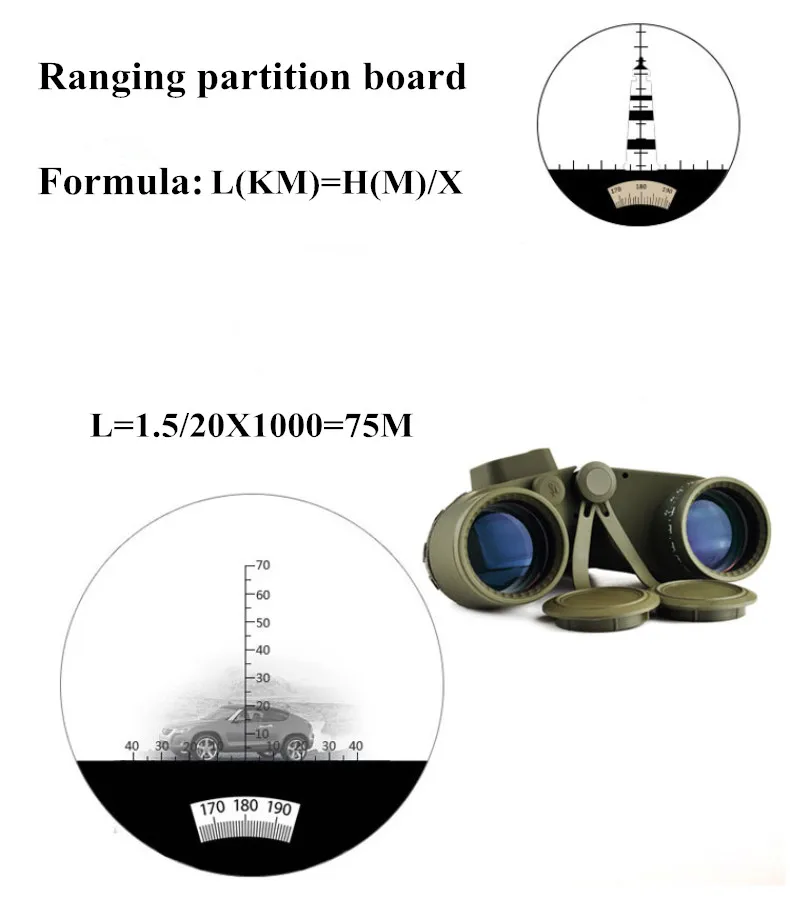 Мощный Военный бинокль водонепроницаемый азот Высокое качество 7X50 дальномер телескоп HD большой объектив Компас для лагеря
