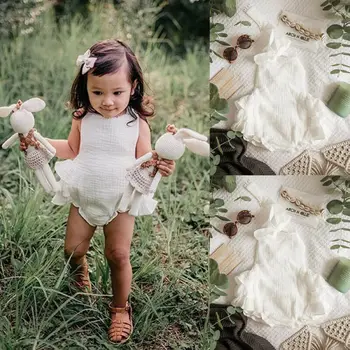 

Emmababy Newborn Baby Girl Halter Lace-up Ruffles Backless Bodysuit Jumpsuit Outfit Summer