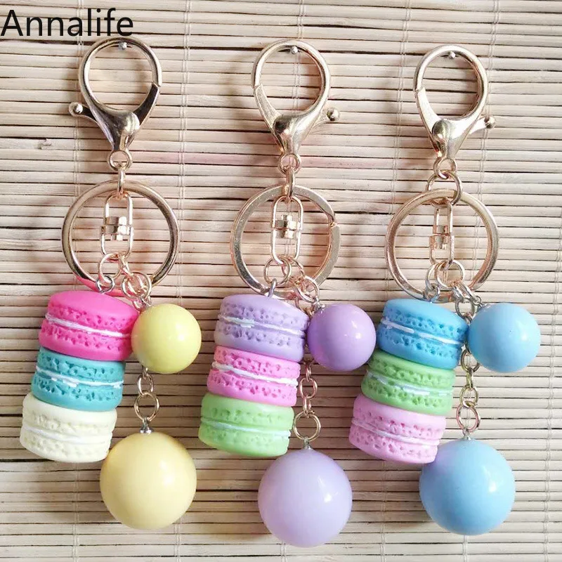 2019 France-Cake Key chain fashion car Ring Women bag charm accessories Cake-Macarons Keychain gift Jewelry | Украшения и