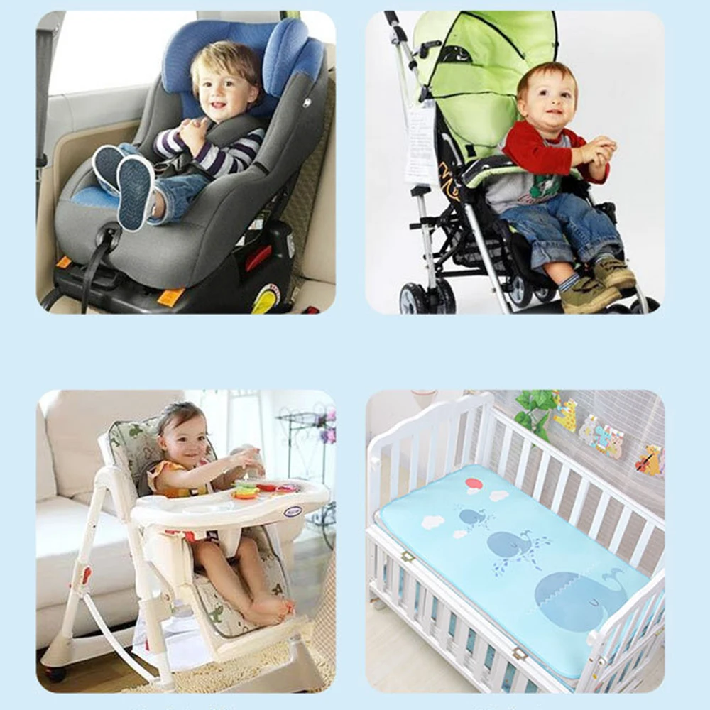 Summer Baby Stroller Mat Accessories Diapers Pad Cartoon Ice Silk Cushion Baby Bed Chair Cool Mat for Bay Kids Sleeping J71