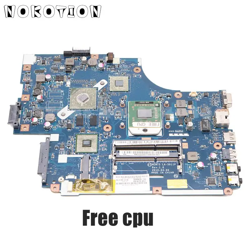 NOKOTION материнская плата для ноутбука acer aspire 5551g 5552g MBWVE02001 NEW75 LA-5911P основная плата DDR3 512MB GPU Бесплатный процессор