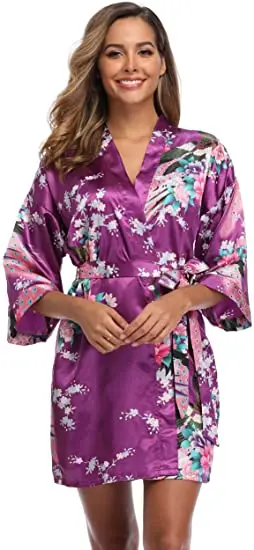 Fashion Satin Robe Female Bathrobe Sexy peignoir femme Silk Kimono Bride Dressing gown sleepwear Night Grow For Women
