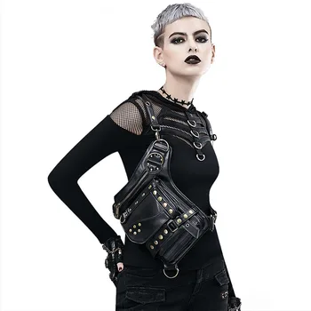 

Victorian Gothic Steampunk Metal Leather Men and Women Retro Multifunctional Locomotive One Shoulder Diagonal Tactical ZQPK4003
