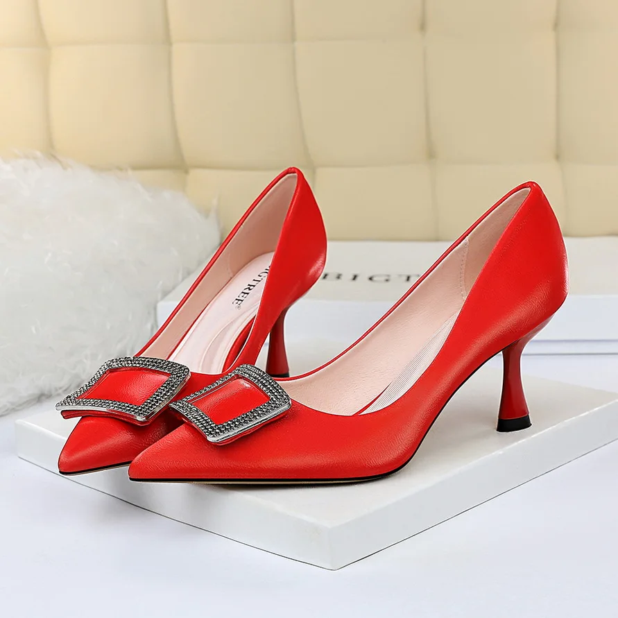 

Bigtree high heel pumps Women Shoes 2019 Pointed stiletto shallow mouth black yellow silver fashion women's shoes red bottom