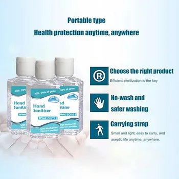

1-4PCS Portable Hands-Free Quick-Drying Non-Irritating Moisturizing Hand Sanitizer 60ML Moisturizing disposable liquid without