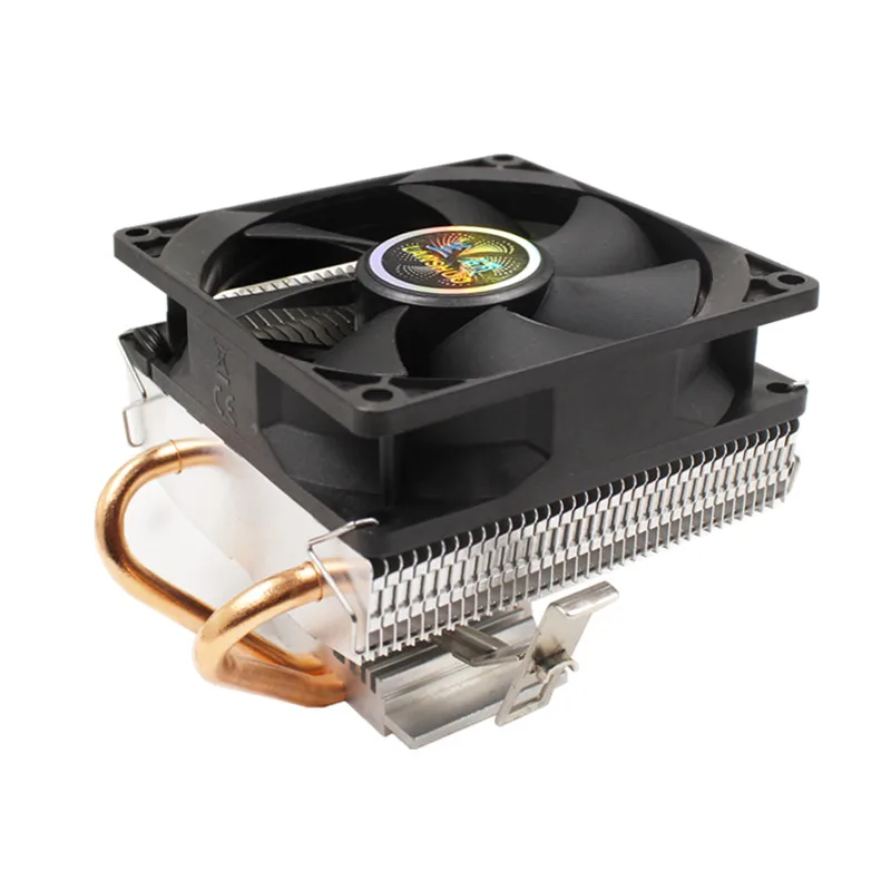 RGB светодиодный кулер охлаждения процессора 2 heatpipe cpu вентилятор 3Pin ПК охлаждения 90 мм вентилятор радиатора для LGA/775/1158/1366/AM4/AM3/AM2+/AM2 - Цвет лезвия: NO RGB Black 90mm