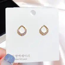 Изысканные маленькие геометрические кубические циркониевые серьги-гвоздики для женщин и девочек, подарок, ювелирные изделия золотого цвета