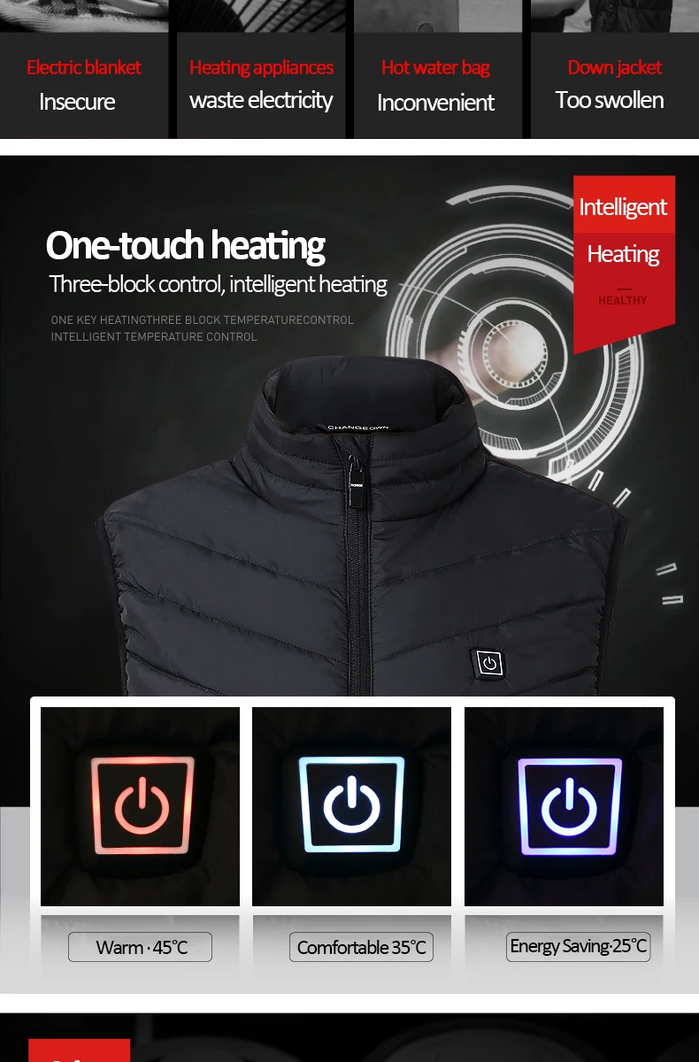 Men Outdoor USB Infrared Heating Vest Jacket Men Winter Electric Thermal Clothing Waistcoat For Sports Hiking