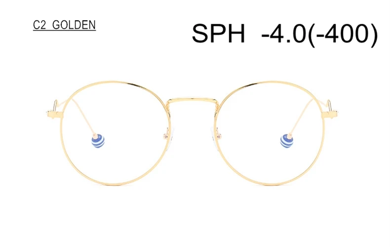 SUMONDY очки по рецепту для близорукости диоптрий 0-0,5-1-1,5-2-6,0 Женская круглая оправа из сплава близорукие очки UF74 - Цвет оправы: C2 (-4.0)