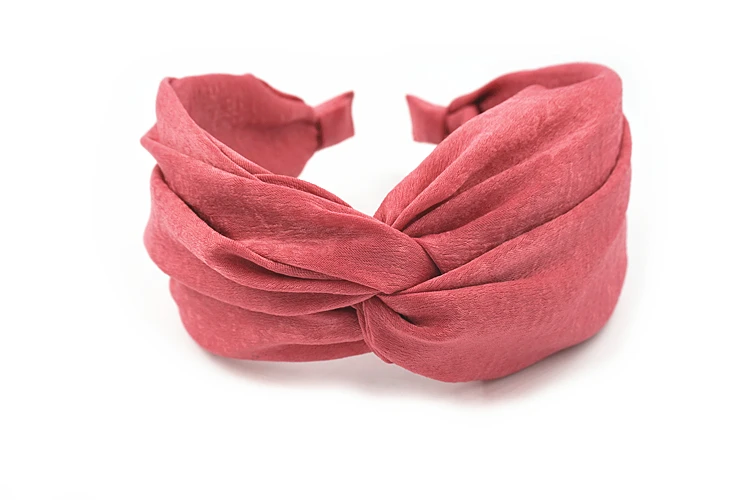 Imported from South Korea Alyssa Celebrity Style Retro Solid Color Satin Ultra-Wide Hair Fixer Headband Fabric Cross Large Rims