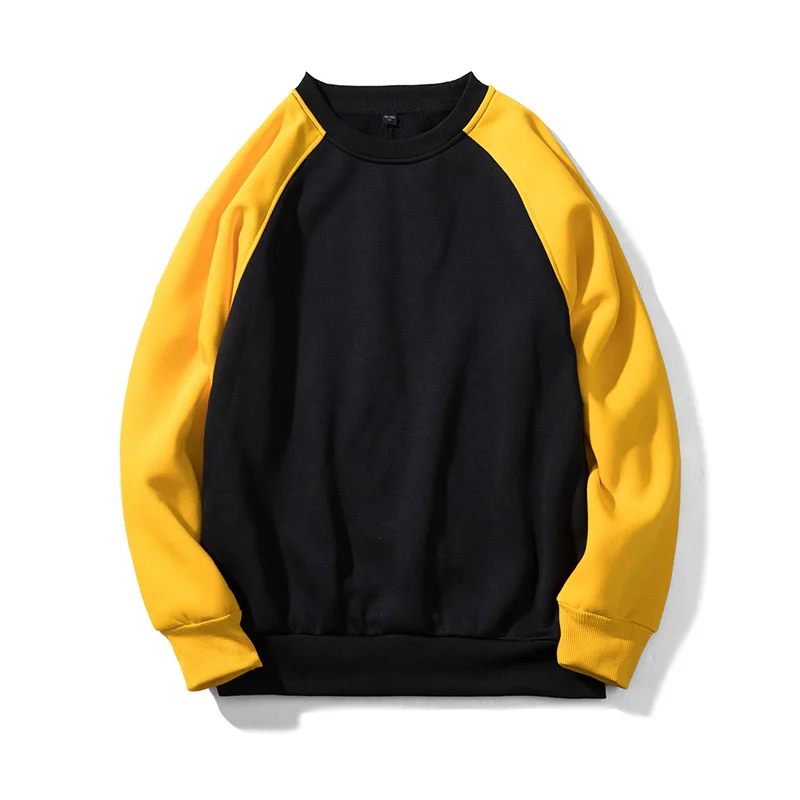 ASALI Patchwork Hoodies Men Thick Hooded Sweatshirts Long Sleeve Chandal Hombre Mens Casual Hip Hop High Streetwear Fleece Hoody - Цвет: Yellow Black WY40