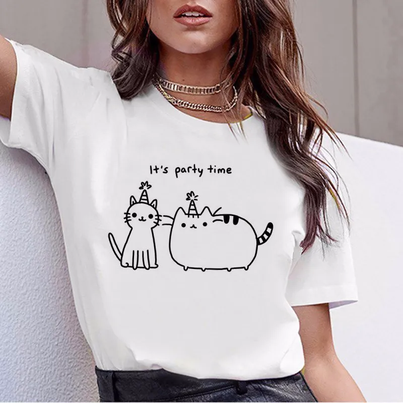 Новинка, футболка с котом, Harajuku, забавная футболка, женская футболка, женская футболка, женские топы, эстетическая Женская одежда, уличная одежда