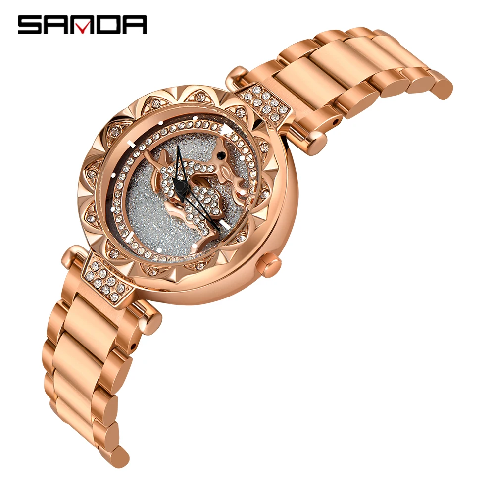 

watches for women ladies watch quartz wristwatches brand luxury Diamond round Rotating dial women clock gifts magnetic watch