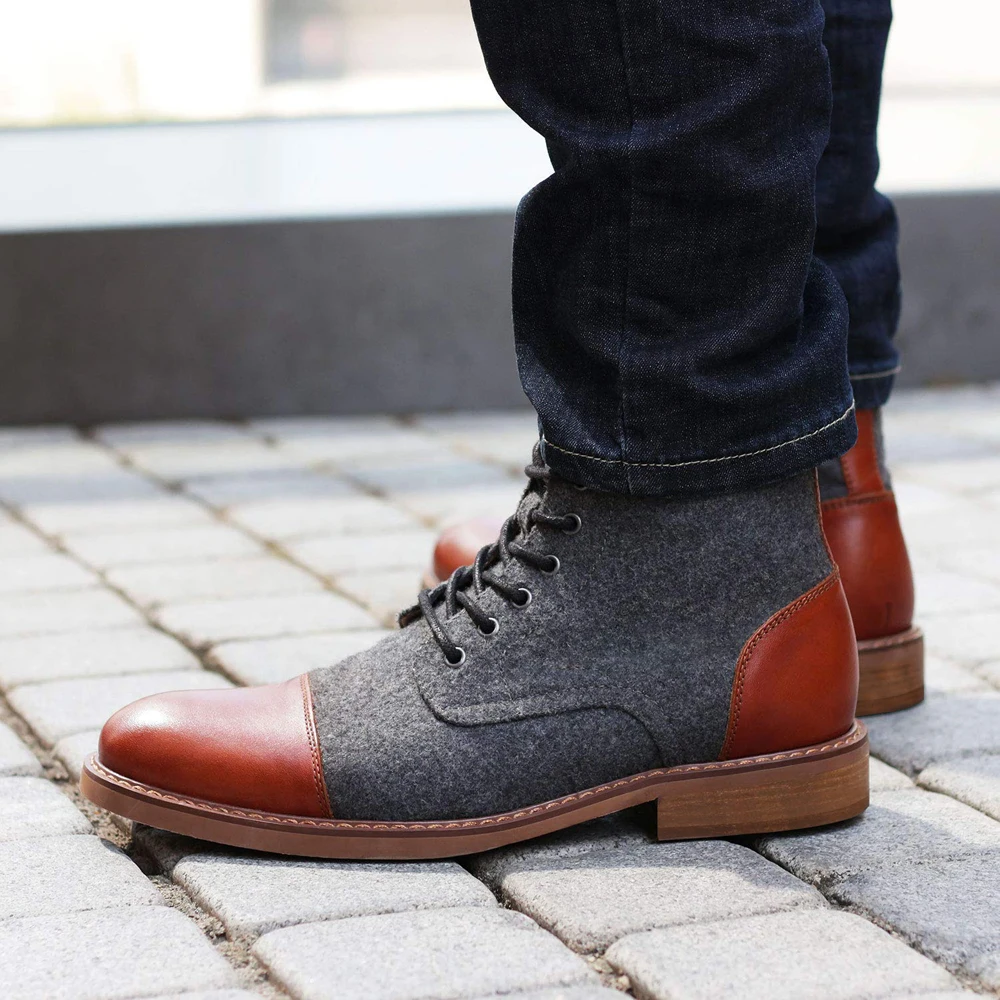 Men Ankle Boots Autumn Winter Casual Lace Up Shoes Booties Oxfords Fashion Boots Men Large Size 39-48