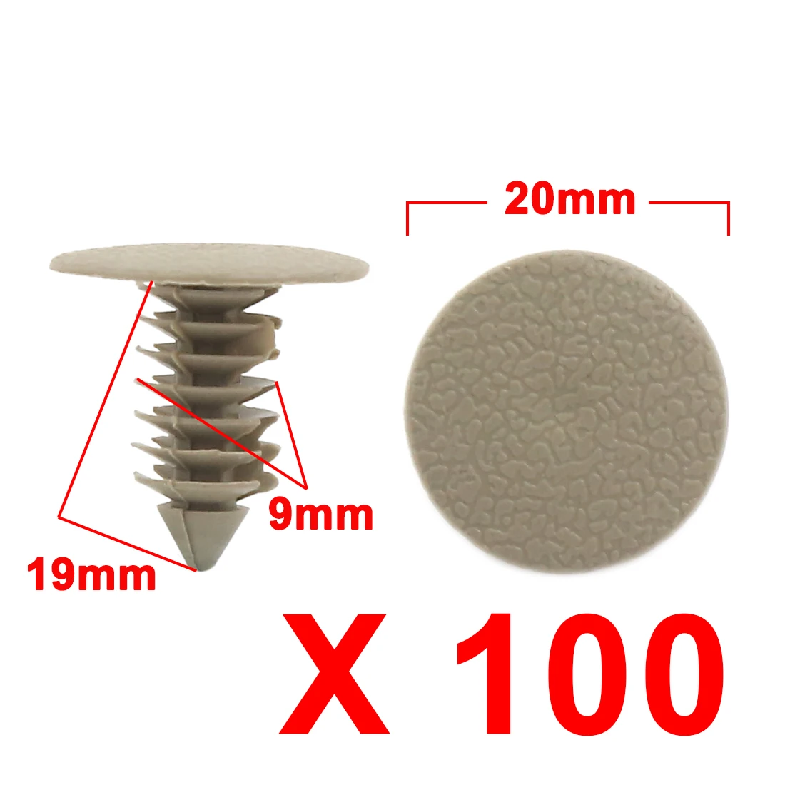 X Autohaux Vehicle Universal 10-100Pcs Gray Beige Plastic Door Bumper Push Rivets Clip 9mm Retainer Clips Fasteners For Auto Car images - 6