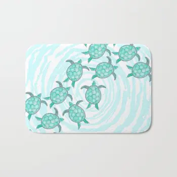 

Door Mats Outdoor Watercolor Teal Sea Turtles on Swirl Anti-Slip Doormat Home Living Room/Bathroom Decor Mat Entrance