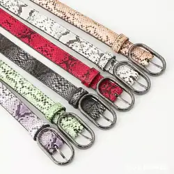 New Leather Belts for Women Personality Trendy Snake Pattern Adjustable Waist Strap Dress Jeans Decoration Thin Pin Buckle Belt