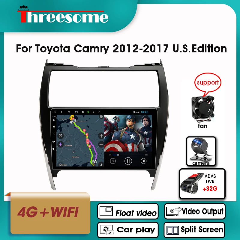 

Android 9.0 8 Core Car Radio For Toyota Camry 2012-2017 U.S.Edition Multimedia Player Navigation Floating Window Split Screen