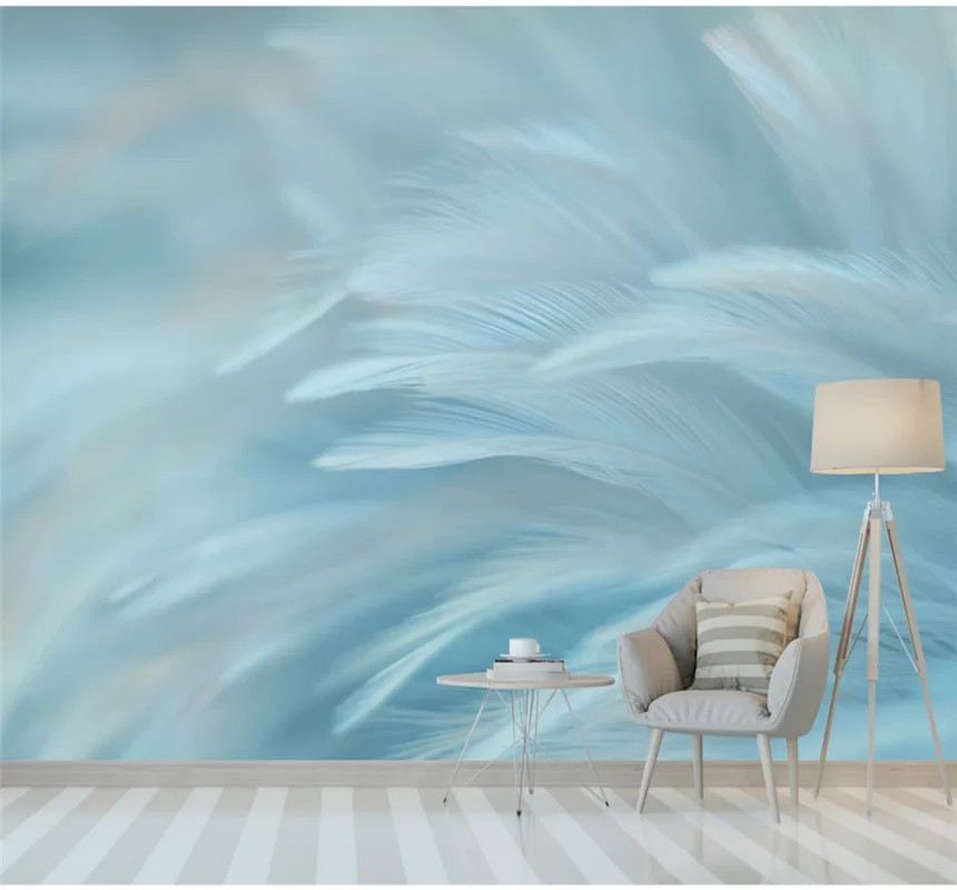 

xuesu Custom 3d wallpaper 8d wall covering Nordic simple and beautiful atmosphere peacock feather bedroom background wall