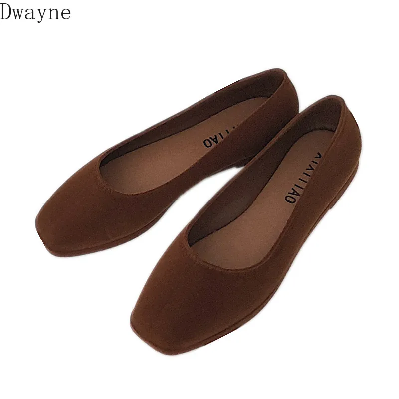 

Spring and autumn new retro suede chic wild shallow mouth single shoes female ins square head flat shoes jelly shoes